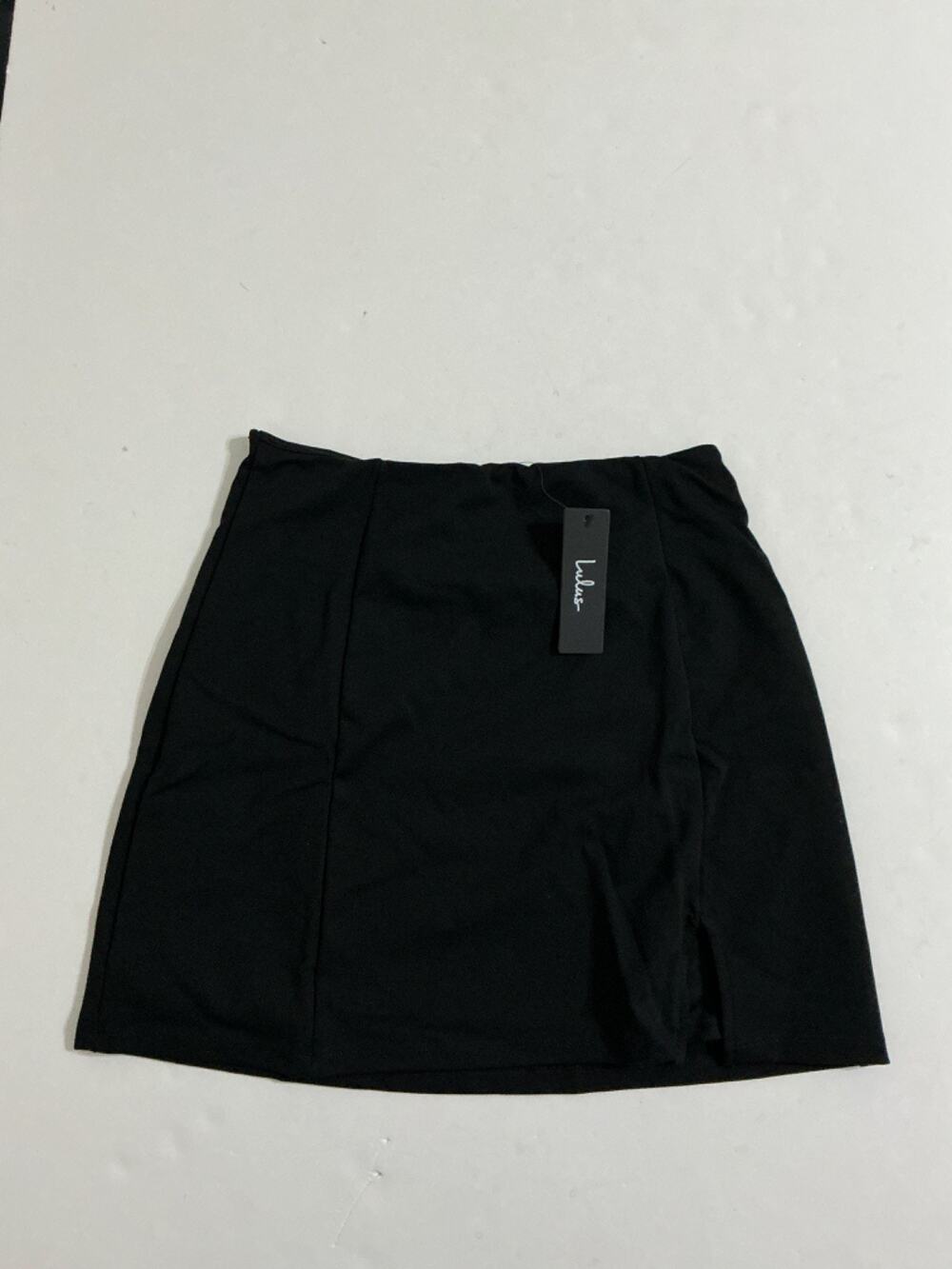 Lulus Black Mini Skirt Women's Size M Side Slit Bodycon A-Line NWT